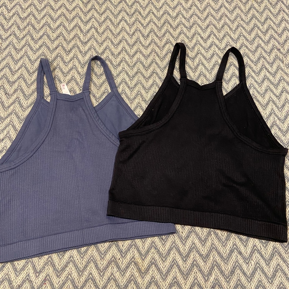 SO Ribbed Racerback Crop Tank Bundle Black & Blue Size Small